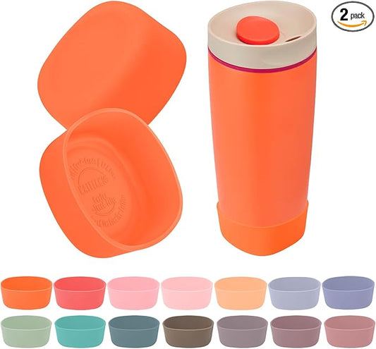 2pcs Silicone Boot for Owala SmoothSip Slider Coffee Tumbler 20oz 12oz, Anti-Slip Sleeve for Travel Coffee Mug, Protective Accessories for Owala BPA Free (Campfire)