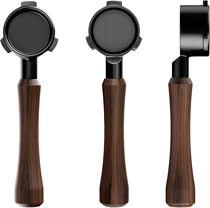 MHW-3BOMBER 54mm Bottomless Portafilter Fits Breville Barista Express, BES870XL, BES878, BES880, 3-Ears Espresso Portafilter with Filter Basket for 54mm Breville Machines, Wood Handle, BP7118B