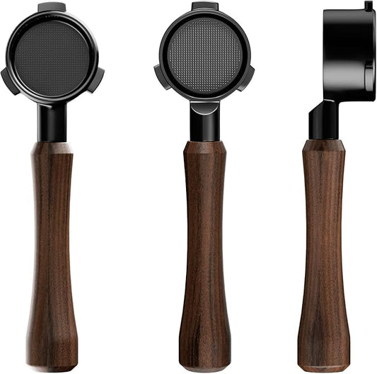 MHW-3BOMBER 54mm Bottomless Portafilter Fits Breville Barista Express, BES870XL, BES878, BES880, 3-Ears Espresso Portafilter with Filter Basket for 54mm Breville Machines, Wood Handle, BP7118B