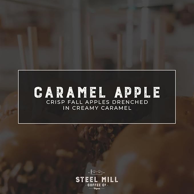 Steel Mill Coffee Co. Caramel Apple Whole Bean Coffee – 2 LB Bag | Medium Roast Colombian Arabica | Vegan, Gluten-Free, Sugar-Free, Dairy-Free | Grown in Colombia