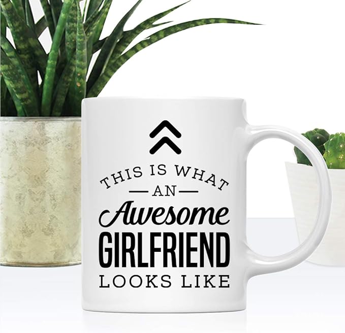 Andaz Press 11oz. Ceramic Coffee Tea Mug, This Is What an Awesome Girlfriend Looks Like, 1-Pack, Birthday Ideas for Coworker Him Her, Includes Gift Box