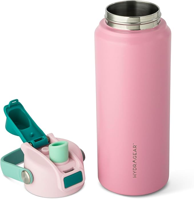 Hydragear RIO Stainless Steel Water Bottle – 24 oz – Double-Wall Vacuum Insulated with Push-Open Lid – BPA-Free - Carmine