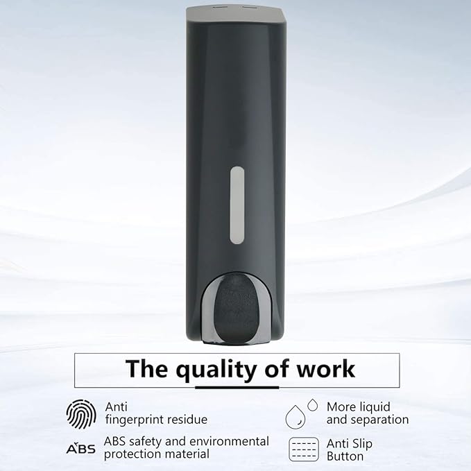 Shampoo and Conditioner Dispenser, No Drill Wall Mounted Shower Dispenser, Black, Single Chamber, 350ml