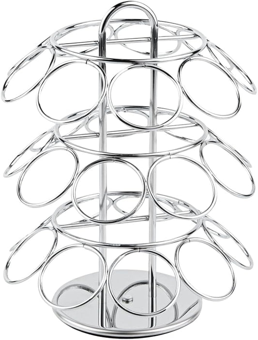 Restaurantware Restpresso 6.7 x 8.7 Inch Coffee Capsule Holder 1 Durable Pod Carousel - Holds 27 K-Cups 360-Degree Rotatable Iron Espresso Pod Organizer Mesh Tray Pods Not Included