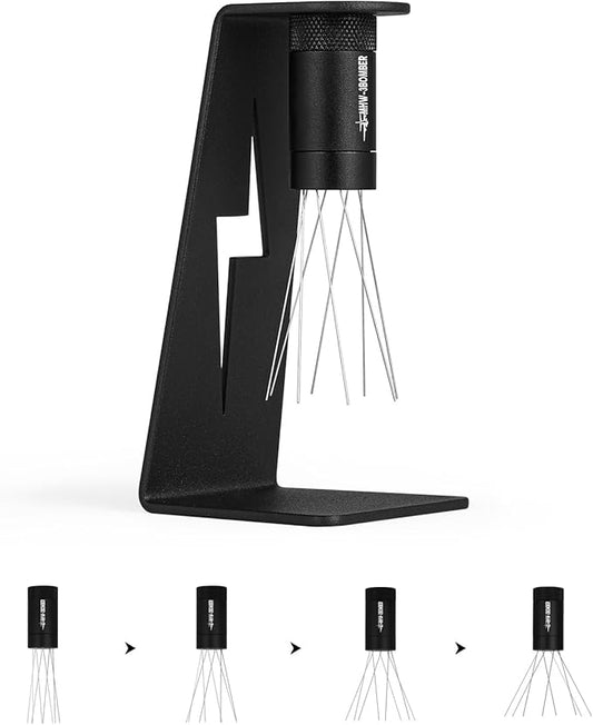 MHW-3BOMBER WDT Tool Espresso Distribution Tool with Magnetic Stand, Adjustable Needle Range, 0.4mm Stainless Steel Needles (8+6 Spare), Anti-Clumping Coffee Stirrer for 51/54/58mm Portafilter, T6126