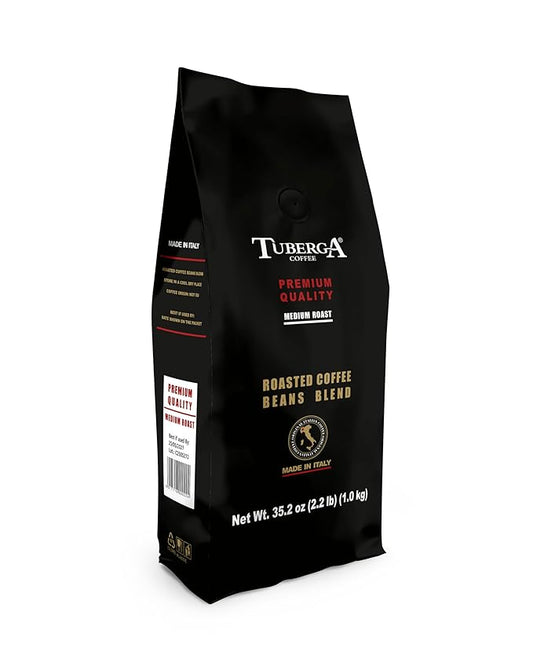 Tuberga Premium Quality, Whole Bean Coffee, Medium Roast, 2.2 Ib Bag, Original Italian Coffee. (Pack of 1)