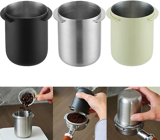 Noteflora Stainless Steel Espresso Dosing Cup 58Mm Coffee Measuring Jug Compatible With For Breville Dual Boiler Oracle Touch Flair 58 Rocket (White)