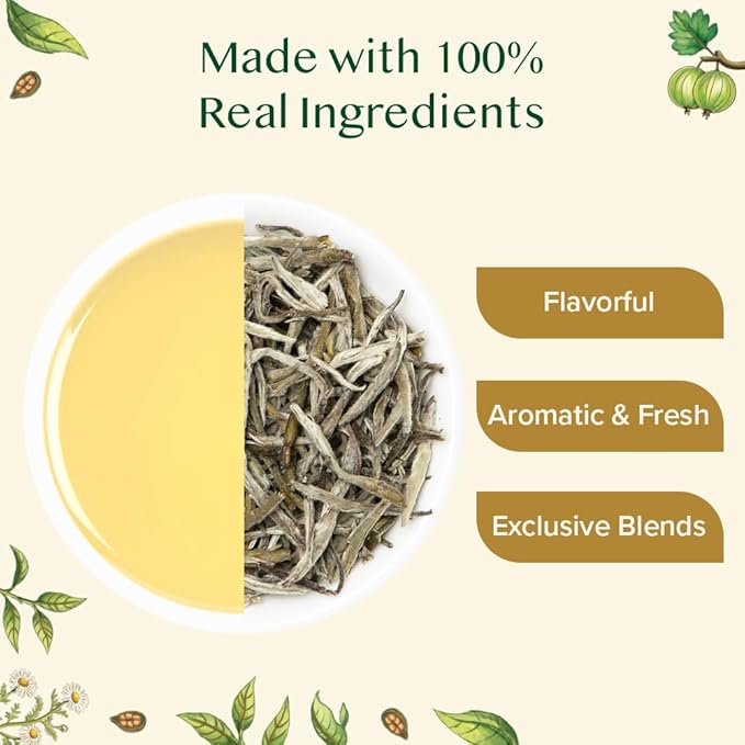 VAHDAM, Assorted White Tea Sampler Gift Set, Gluten Free, Non GMO - 4 Unblended White Loose Leaf Tea Sampler | Tea Variety Pack | Valentines Day Gifts Set for Him & Her