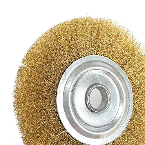 5 Inch Copper Wire Wheel Pure Brass Brush for Bench Grinder Metal Polishing for Deburring for Adhesion Replacement Accessories XIAOYING