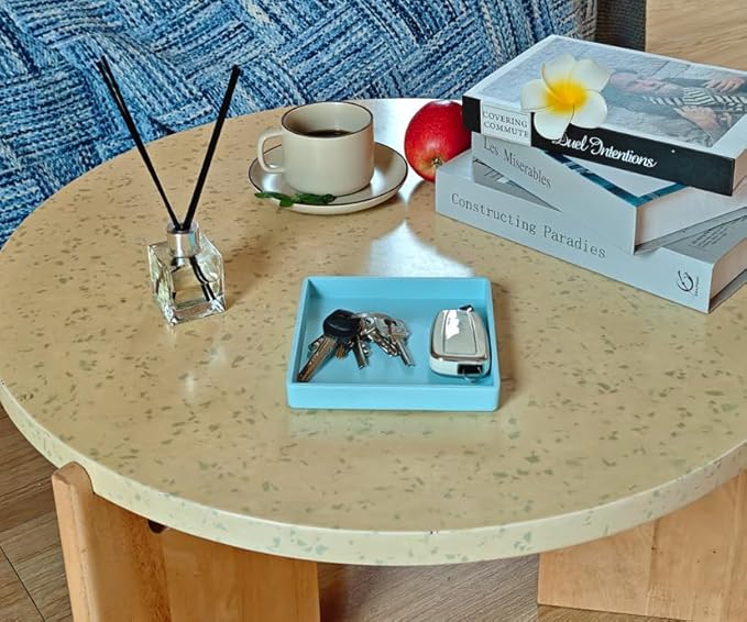 Small Square Tray (5.9 inch) 3 Pack, Durable Blue Tray for Desserts & Organization, Lightweight for Coffee, Drinks, Party, Seasoning, Perfume and Display.