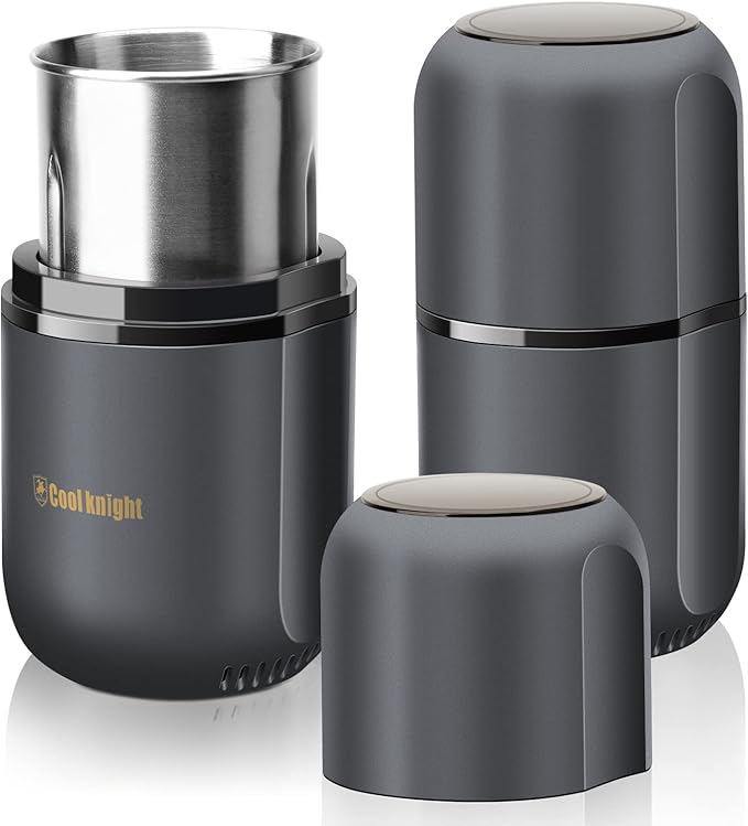 COOL KNIGHT Herb Grinder [large capacity/fast/Electric ]-Spice Herb Coffee Grinder with Pollen Catcher/- 7.5" (Grey)