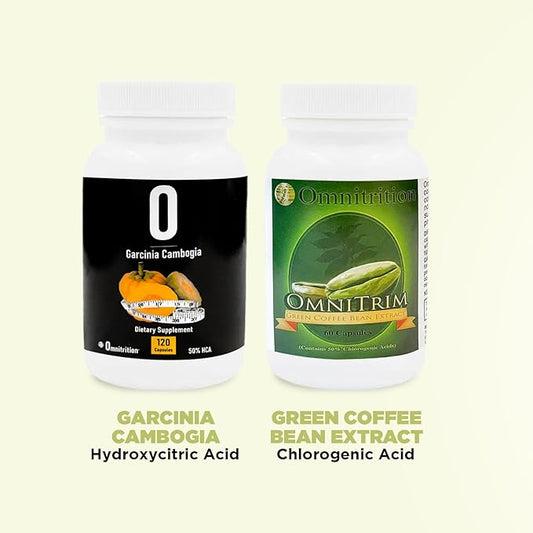 Omnitrition Supplements Kit: Green Coffee Bean Extract (60 Capsules) and Garcinia Cambogia (120 Veggie Capsules) | Antioxidant-Rich for Vitality | Pure Formula, No Additives