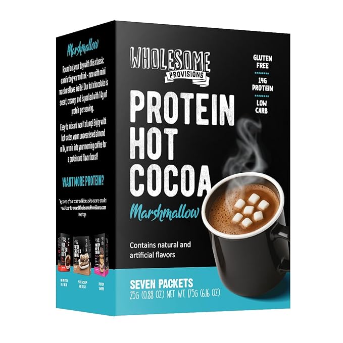 Protein Hot Chocolate, Keto Hot Chocolate Mix, Low Carb Hot Cocoa, 15g Protein, 2g Net Carbs, Low in Sugar, Instant Hot Coco, 7 Individual Macro-Controlled Packages (Marshmallow, 1 Pack)