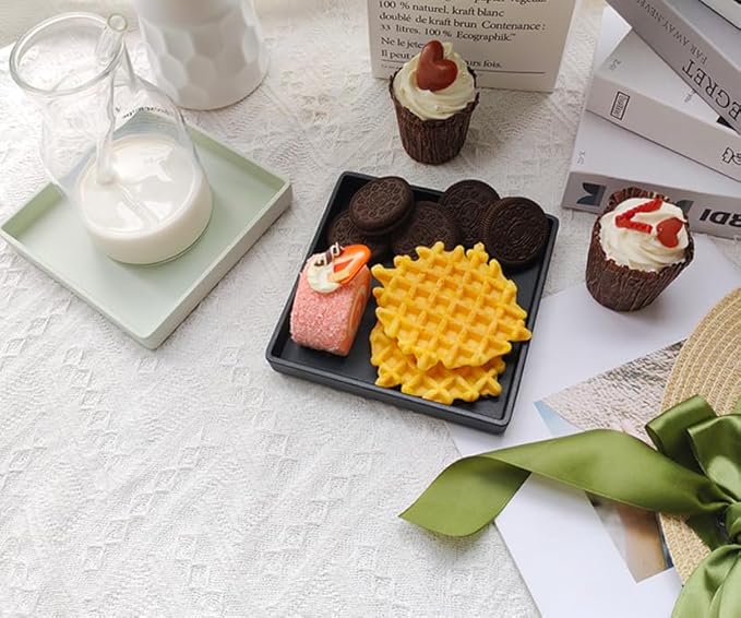 Small Square Tray (5.9 inch) 3 Pack, Durable Black Tray for Desserts & Organization, Lightweight for Coffee, Drinks, Party, Seasoning, Perfume and Display.