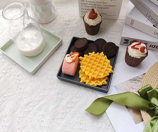 Small Square Tray (5.9 inch) 3 Pack, Durable Black Tray for Desserts & Organization, Lightweight for Coffee, Drinks, Party, Seasoning, Perfume and Display.
