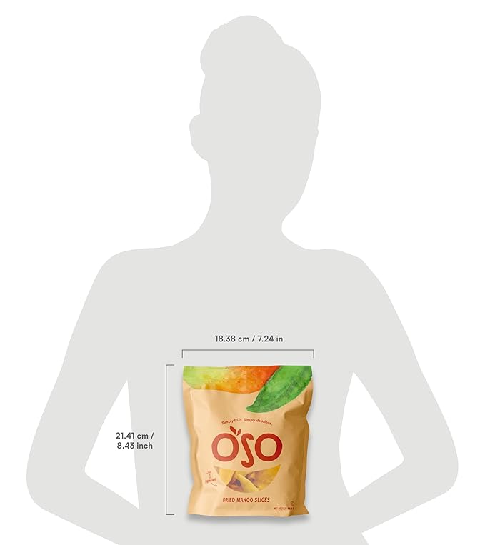 Oso Snacks Dried Mango Slices. Premium Quality, Large Round Halves!| 7Oz Bag| No Sugar Added | No Preservatives | 100% Fruit | No GMO | Simply Fruit. Simply Delicious.