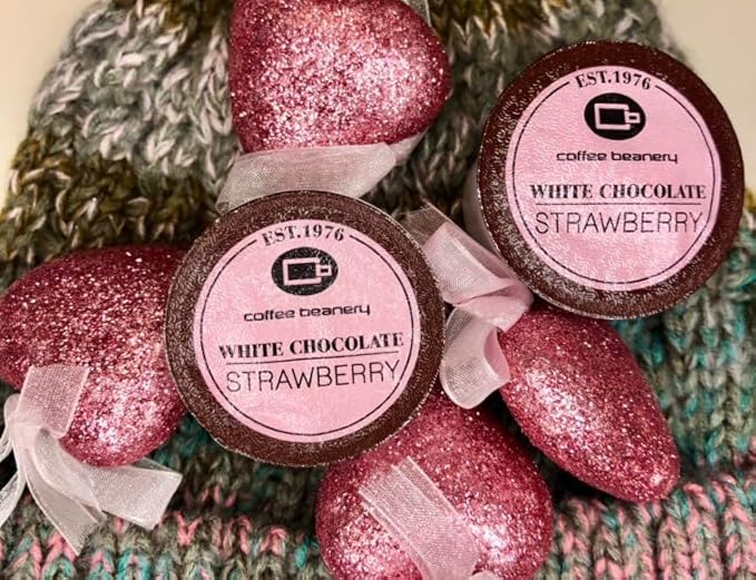 White Chocolate Strawberry Decaf Coffee Pods by Coffee Beanery | 192ct Bulk Flavored Decaf Coffee Pods Medium Roast Coffee