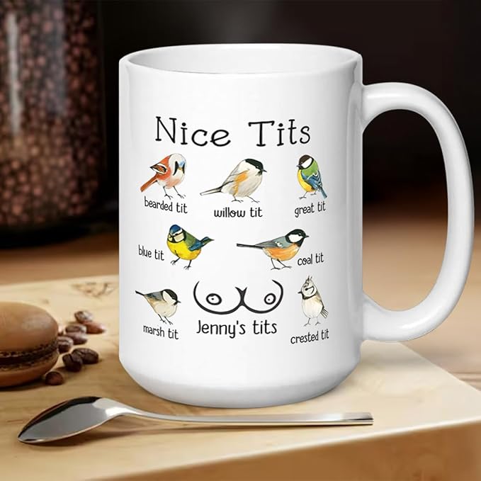 Joymade Personalized Ceramic Coffee Mug, Funny Custom Mug for Bestie, Friends, Couple, Coworker, Snowman Lovers (Silly Birdies Funny Gift)