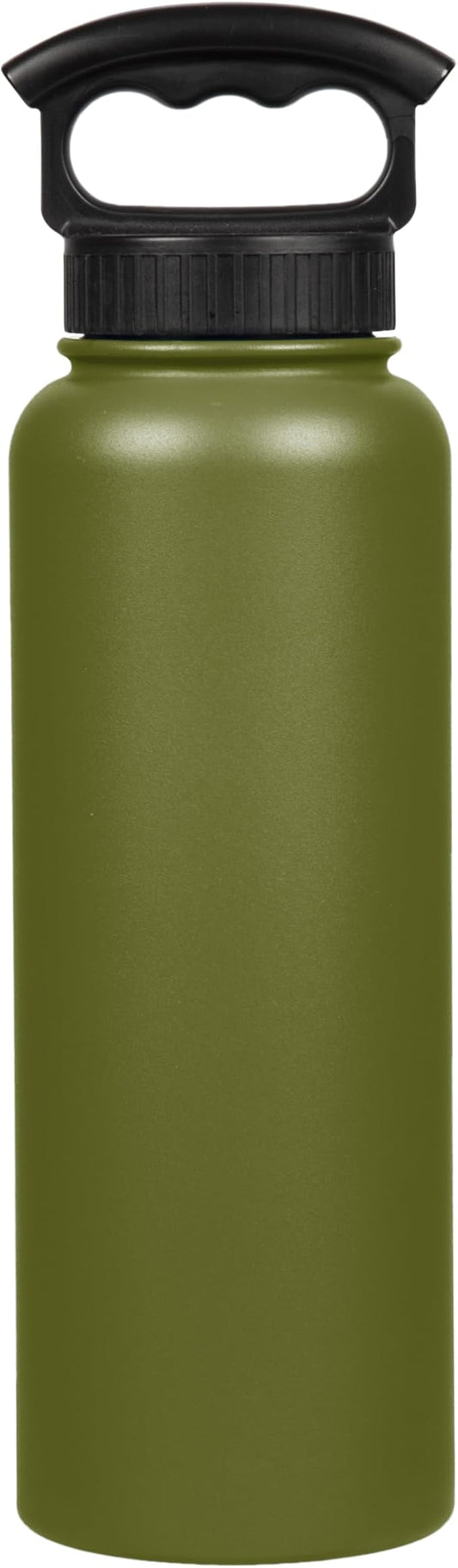 FIFTY/FIFTY Double Wall Vacuum Insulated Water Bottle, Stainless Steel, Wide Mouth with Three Finger Cap