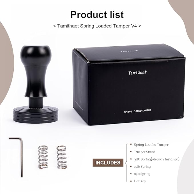 Premium Espresso Tamper Kit - 58.5mm Espresso Hand Tamper, Stainless Steel Coffee Press Tool with 3 Calibrated Springs & Anti-Slip Stand