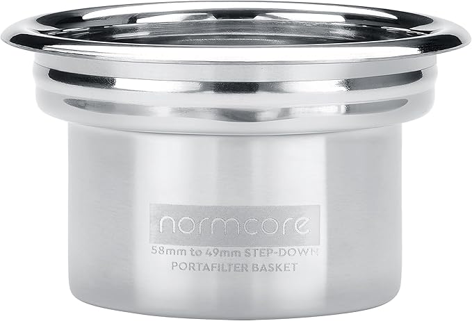 Normcore 58mm to 49mm Step-Down Portafilter Basket Kit – 0.18mm Holes – Fits 58 mm Bottomless Portafilters – Includes 49mm Funnel, 0.8mm Puck Screen, 200 Papers