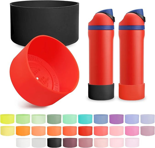 2PCS Silicone Boot for Owala 24oz FreeSip Water Bottle, Anti-Slip Scratch-Resistant Bottom Sleeve, Protective Sports Bottles Accessories, BPA-Free