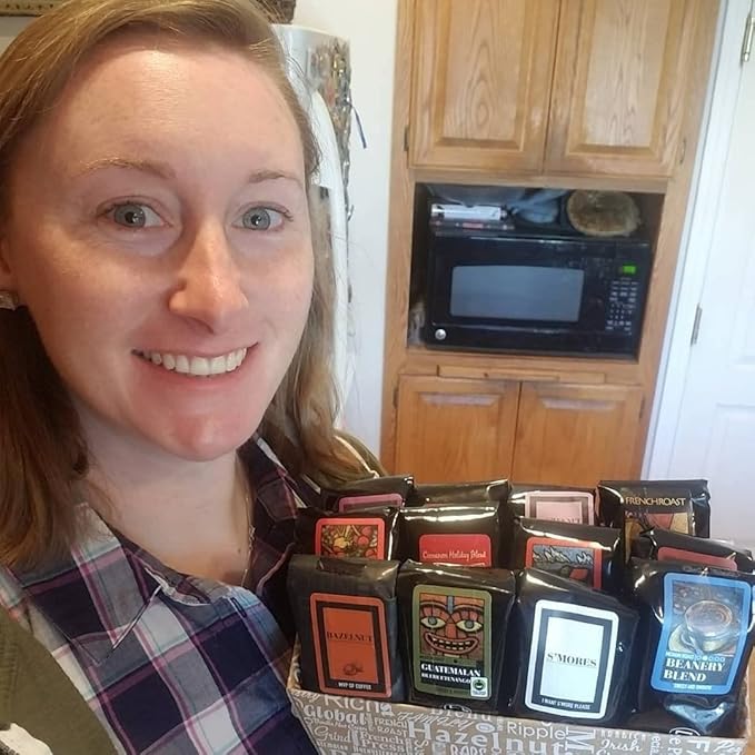Indulgent Coffee Selection Gift Box | 100% Specialty Arabica Coffee | 12 Sample Bags of Medium Roast Ground Coffee