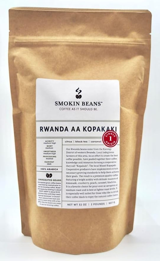 2-Pound Rwanda Aa, Unroasted Green Arabica Coffee Beans, Fresh Current Crop Specialty Grade, Roast the Beans Yourself at Home on Your Roasting Equipment Prior to Using for Brewing Coffee