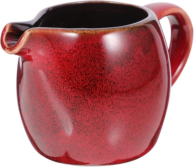 Amosfun Ceramic Milk Pitcher with Handle and Spout 4.33 Inch Small Creamer for Coffee Tea Sauce and Salad Dressing Multi-Functional Stoneware Cream Pot for Home Kitchen Dining