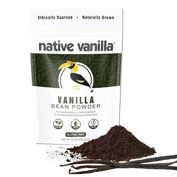 Vanilla Bean Powder - 1 lb - Premium 100% Pure Ground Vanilla Bean Powder - For Cooking, Baking, Coffee, Smoothies & Desserts - No Fillers or Additives, Raw & Unsweetened - Native Vanilla