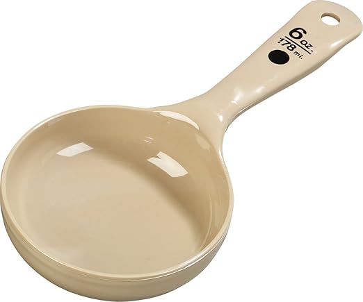 Carlisle FoodService Products Measure Miser Plastic Measuring Spoon with Short Handle, 6 Ounces, Beige