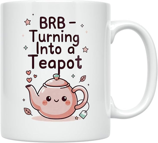 Turning Into a Teapot - Tea Lover - 11 oz White Ceramic Coffee Mug - Playful Design