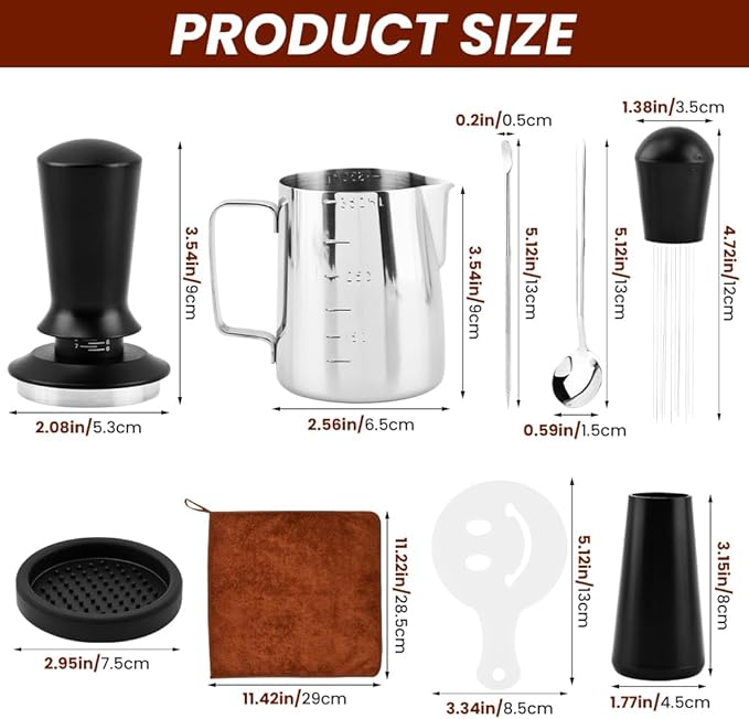 22pcs Coffee Tamper Set, Espresso Accessories, Tampers kit Barista Tools with 51mm Espresso Tamper, WDT Tool, Coffee Stirrer, Tamper Mat, Coffees Stencils, Latte Art Pen