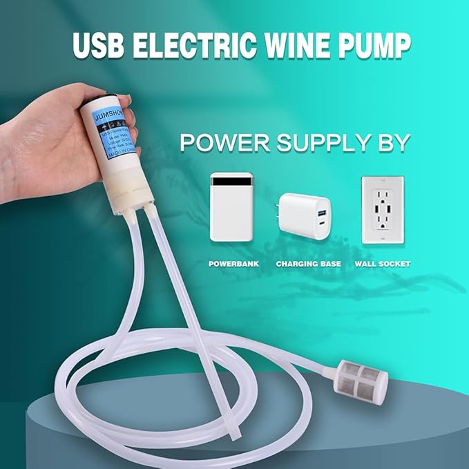 Portable USB Electric Auto siphon Self Priming Pump for Home brew Wine,Beer and Kombucha, DC 5V water Transfer Pump Kit, 2L/Min No Mess Leak,Low Noise, Food Grade 6.5FT hose