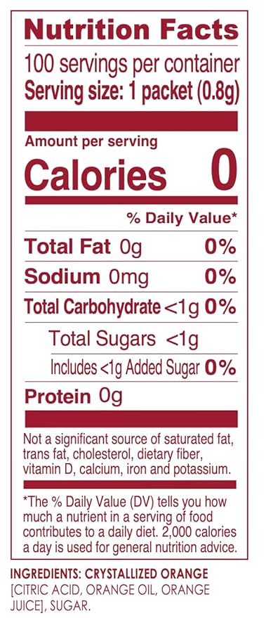 True Orange 100ct (Pack of 1) - Water Enhancer - Bulk Dispenser - 0 Calorie Drink Mix Packets For Water - Orange Flavoring Powder Packets