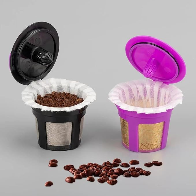 Haetyly 100 Count Disposable Coffee Paper Filters Compatible with Keurig Single Serve 1.0 and 2.0, Fits All Brands Reusable K Cup Filters