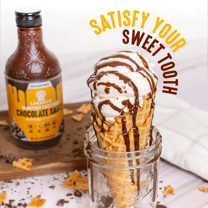 Lakanto Sugar Free Chocolate Sauce - Monk Fruit Sweetener with Erythritol, Perfect for Ice Cream, Coffee, Baking, Pancakes, Gluten Free Dessert Topping, Low Carb, Vegan, Keto Friendly (16 Fl oz)