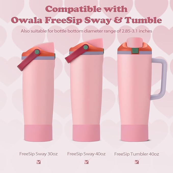 2PCS Silicone Boots for Owala 30oz & 40oz FreeSip Sway Bottles & Tumblers – Non-Slip, Scratch-Resistant, Stability Enhancer for Owala Accessories (Vintage Rose)