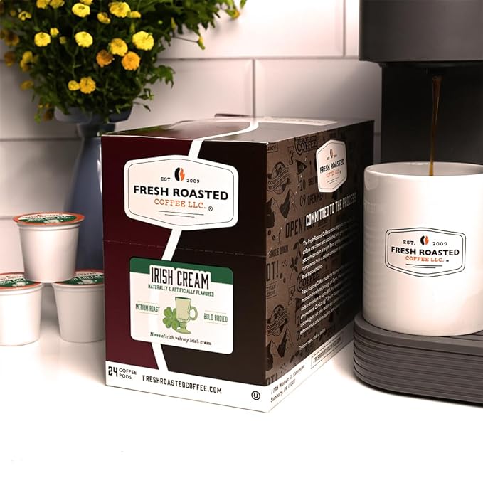 Fresh Roasted Coffee, Irish Cream, Flavored Coffee Pods, 72 Count