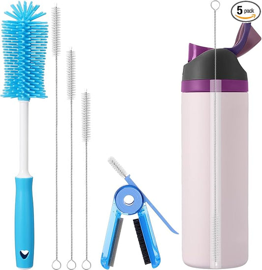 Palksky Water Bottle Cleaning Brush Kit, Brush and Straw Cleaner for Owala, 5 PCS