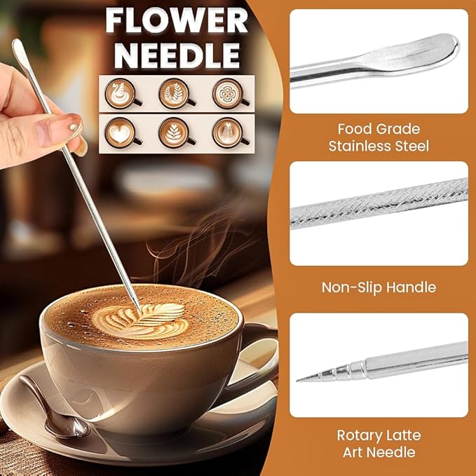 51mm Espresso Accessories Kit:Spring Loaded Calibrated Tamper,WDT Tool Espresso,Magnetic Dosing Funnel,Distribution Needle,Latte Art Pin,Fits Espresso Coffee Machines