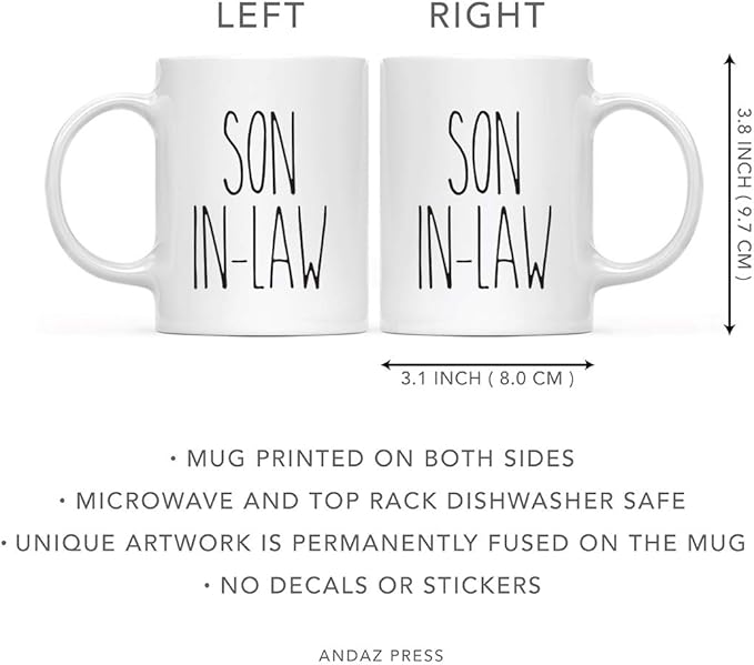 Andaz Press Simple Rustic Farmhouse Kitchen Decor 11oz. Ceramic Coffee Tea Mug Gift, Son-in-Law, 1-Pack, Birthday Christmas Gift Ideas for Family, Friends