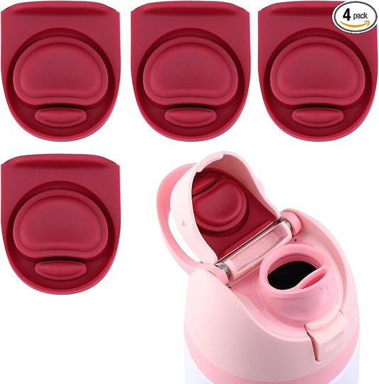 4 Pcs Replacement Rubber Seal Stopper Compatible with Owala FreeSip 16oz 32oz,Bottle Top Gasket Lid for Owala 16/19/24/32/40oz Seal Mouth Cap Silicone Stopper Part Insert Accessories(Wine Red)