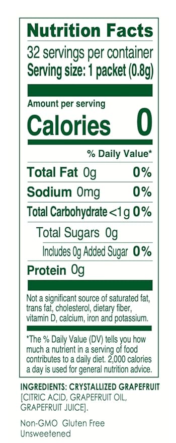 True Grapefruit 32ct (Pack of 1) - Water Enhancer - Bulk Dispenser - 0 Calorie Drink Mix Packets For Water - Sugar Free Grapefruit Flavoring Powder Packets