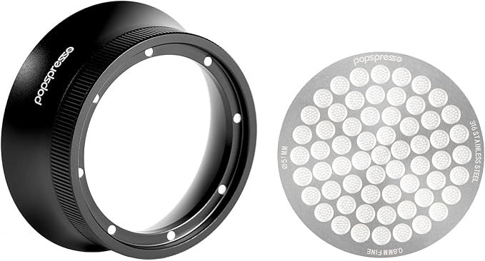 V3 Magnetic Espresso Dosing Ring & 316 Stainless Steel Puck Screen, 3cm High No Mess Coffee Dosing Funnel, Even Extraction Filter, Fits 51mm Tamper, Distributor & Portafilters