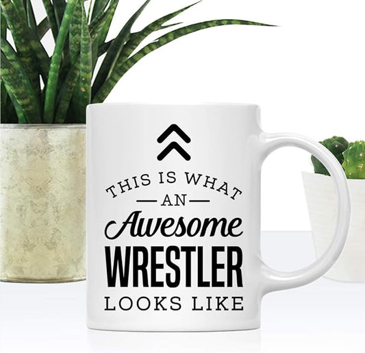 Andaz Press 11oz. Ceramic Coffee Tea Mug Thank You Gift, This is What an Awesome Wrestler Looks Like, 1-Pack