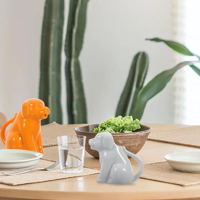 Cartoon Animal Small Milk Pot Ceramic Creamer Sauce Cup with Handle 1.76 Inch Mini Porcelain Pitcher for Kitchen Dining Serving
