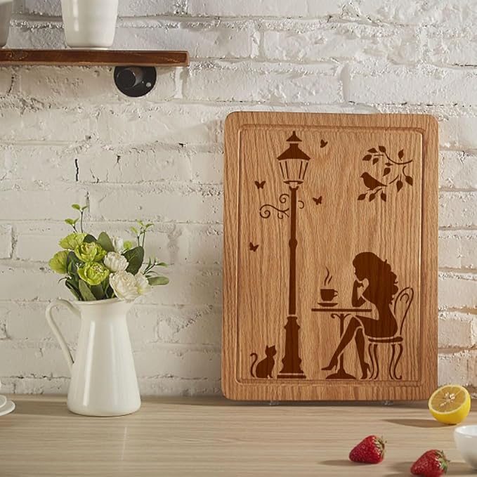 FINGERINSPIRE 4PCS Street Stencils 8.3x11.7 Inch with a Brush Street Lamps Coffee Pattern Stencils A4 Reusable City View Drawing Templates for DIY Painting on Wood Wall Canva Furniture Decoration