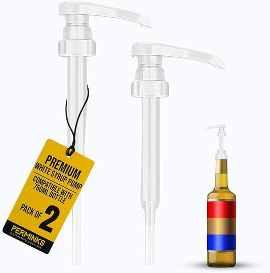 Syrup Pumps Compatible with Torani and Davinci Bottles (25.4 oz-750ml (Set of 2, White)