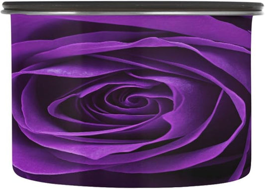 Purple Rose Airtight Food Canister, 17oz Stainless Steel Storage Jar for Coffee Beans Tea Grains Snacks, Kitchen Organizer Decor